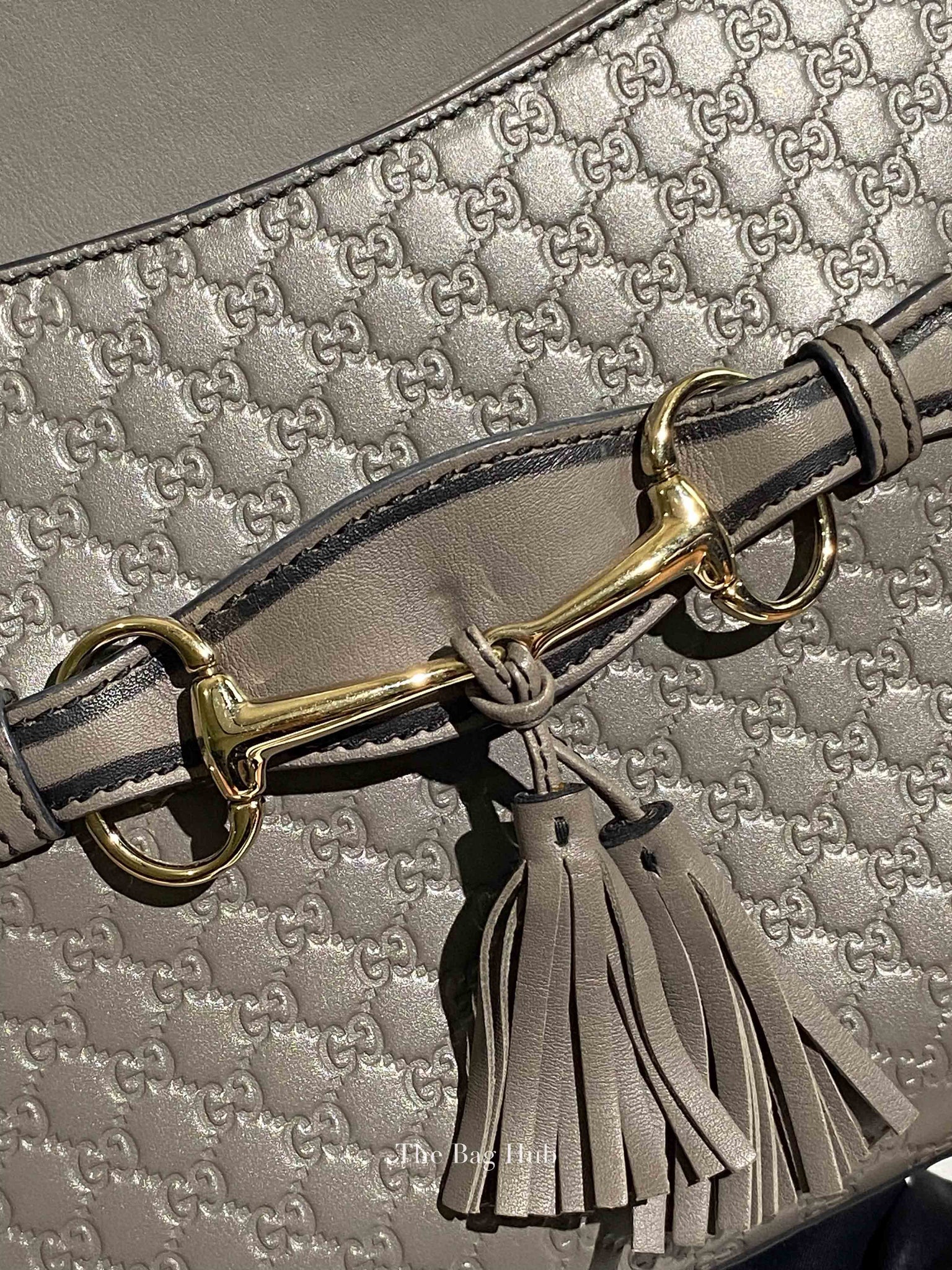 Gucci Dark Grey Calfskin Microguccisima Medium Emily Chain Shoulder Bag