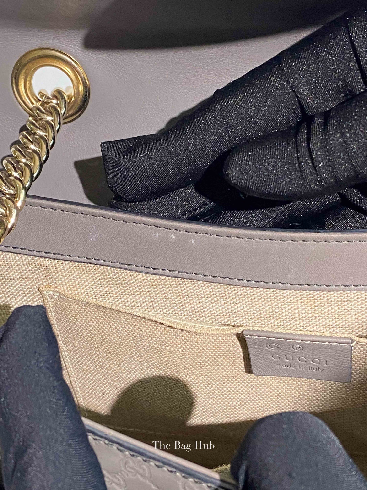 Gucci Dark Grey Calfskin Microguccisima Medium Emily Chain Shoulder Bag