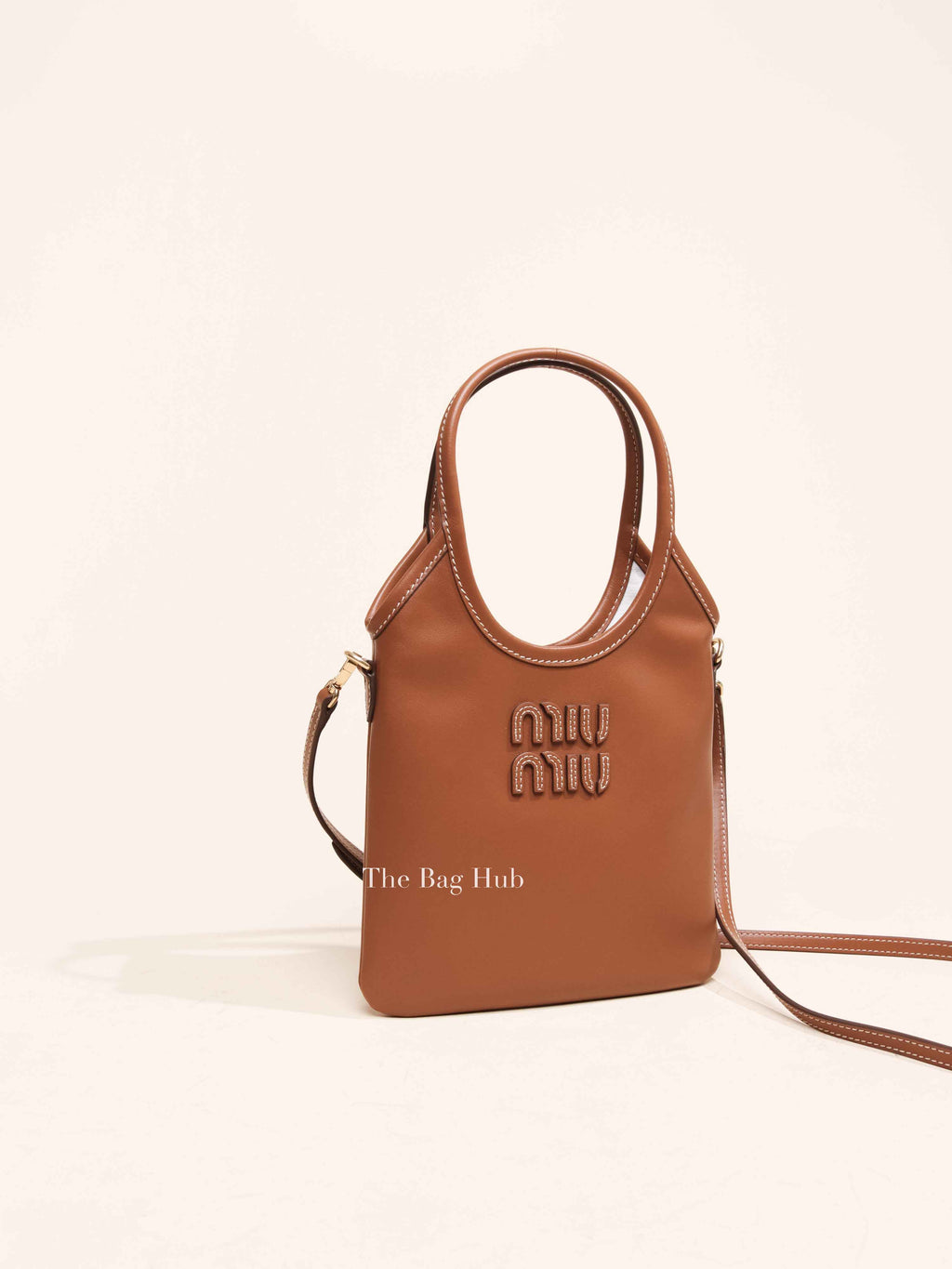 Miu Miu Cognac Leather Mini Ivy Tote Bag