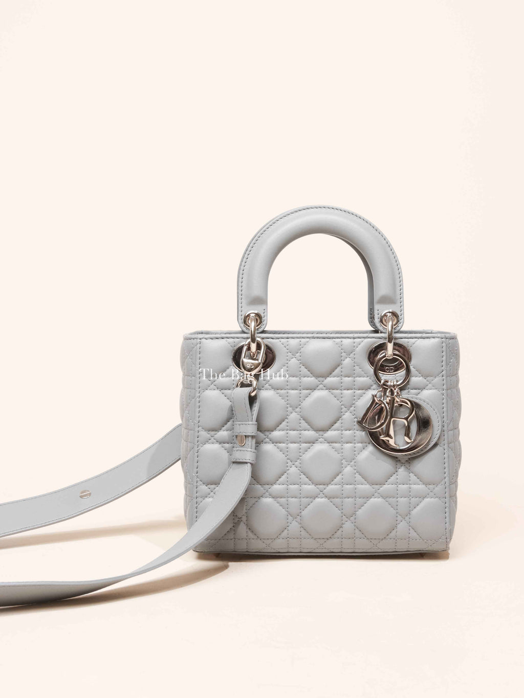 Christian Dior Stone Gray Cannage Lambskin My ABCDior Lady Dior Small Bag