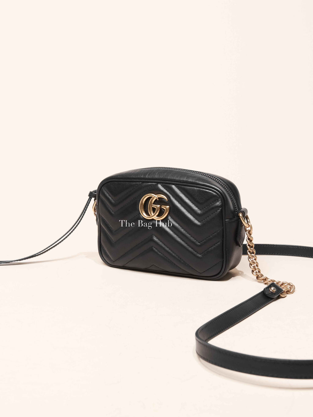 Gucci Black Leather GG Marmont Mini Camera Bag
