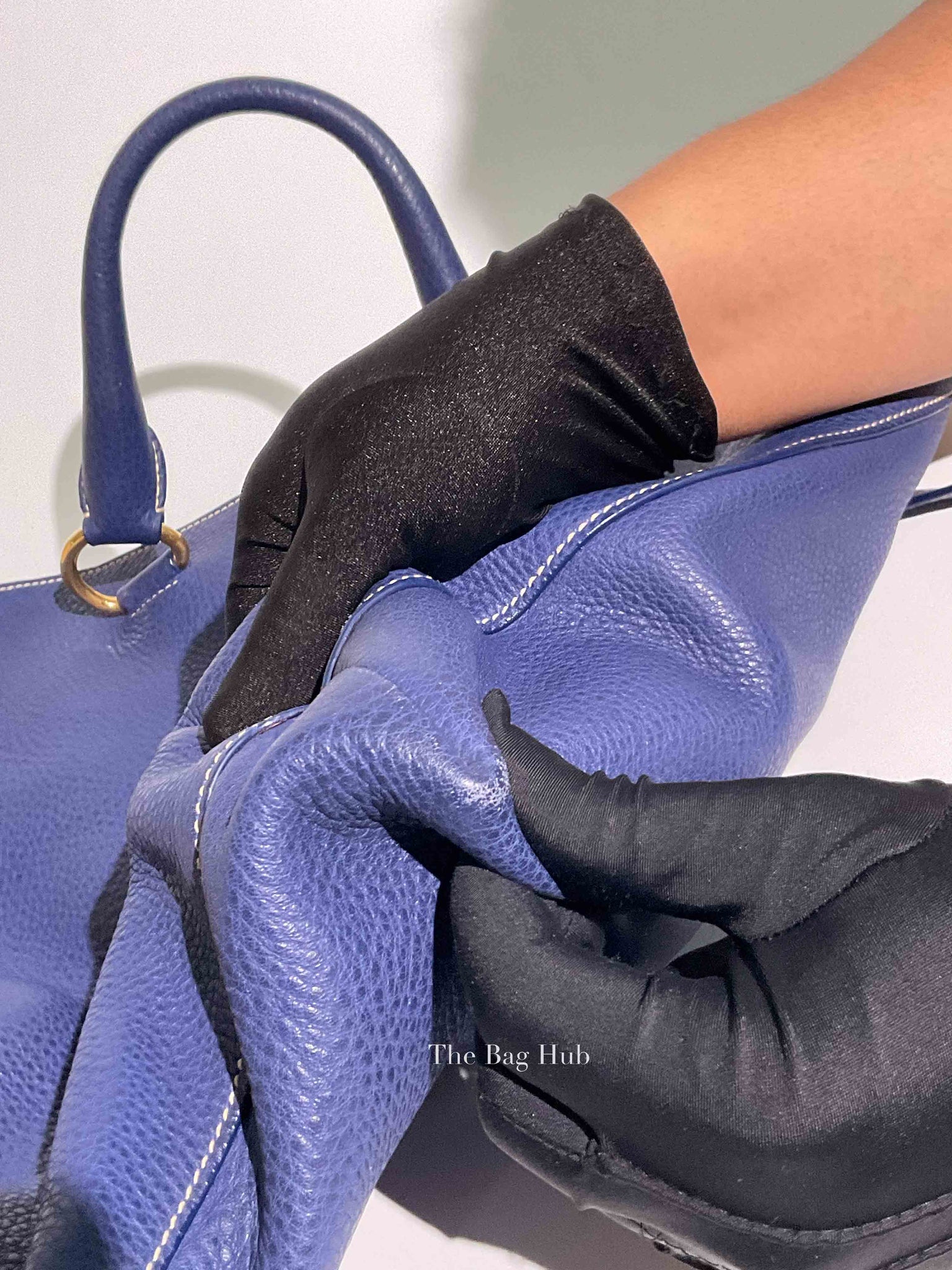 Prada Inchiostro Vitello Daino Large Tote Bag BN1713