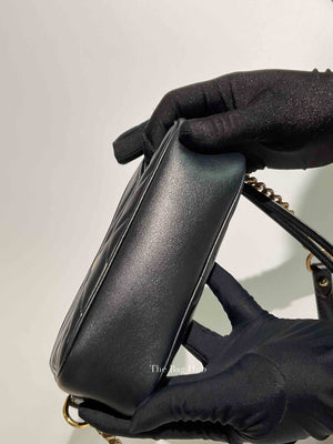Gucci Black Leather GG Marmont Mini Camera Bag