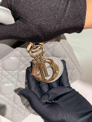 Christian Dior Stone Gray Cannage Lambskin My ABCDior Lady Dior Small Bag