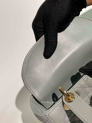 Christian Dior Stone Gray Cannage Lambskin My ABCDior Lady Dior Small Bag