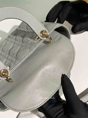 Christian Dior Stone Gray Cannage Lambskin My ABCDior Lady Dior Small Bag