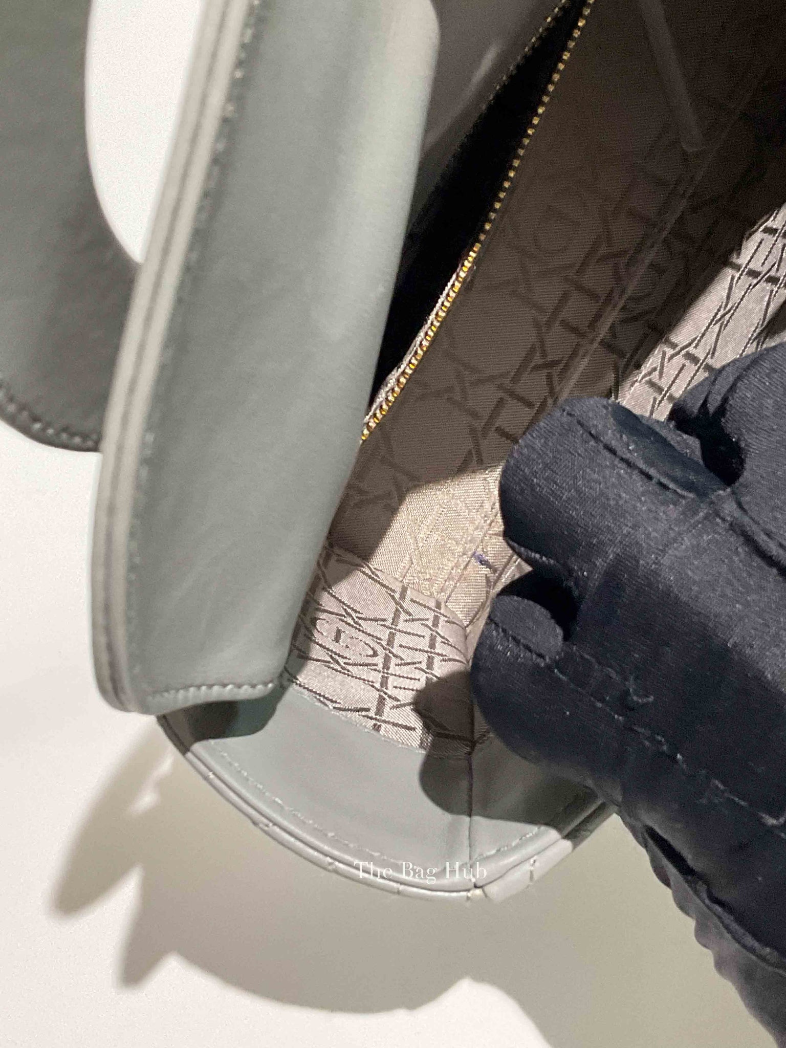 Christian Dior Stone Gray Cannage Lambskin My ABCDior Lady Dior Small Bag