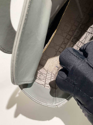 Christian Dior Stone Gray Cannage Lambskin My ABCDior Lady Dior Small Bag