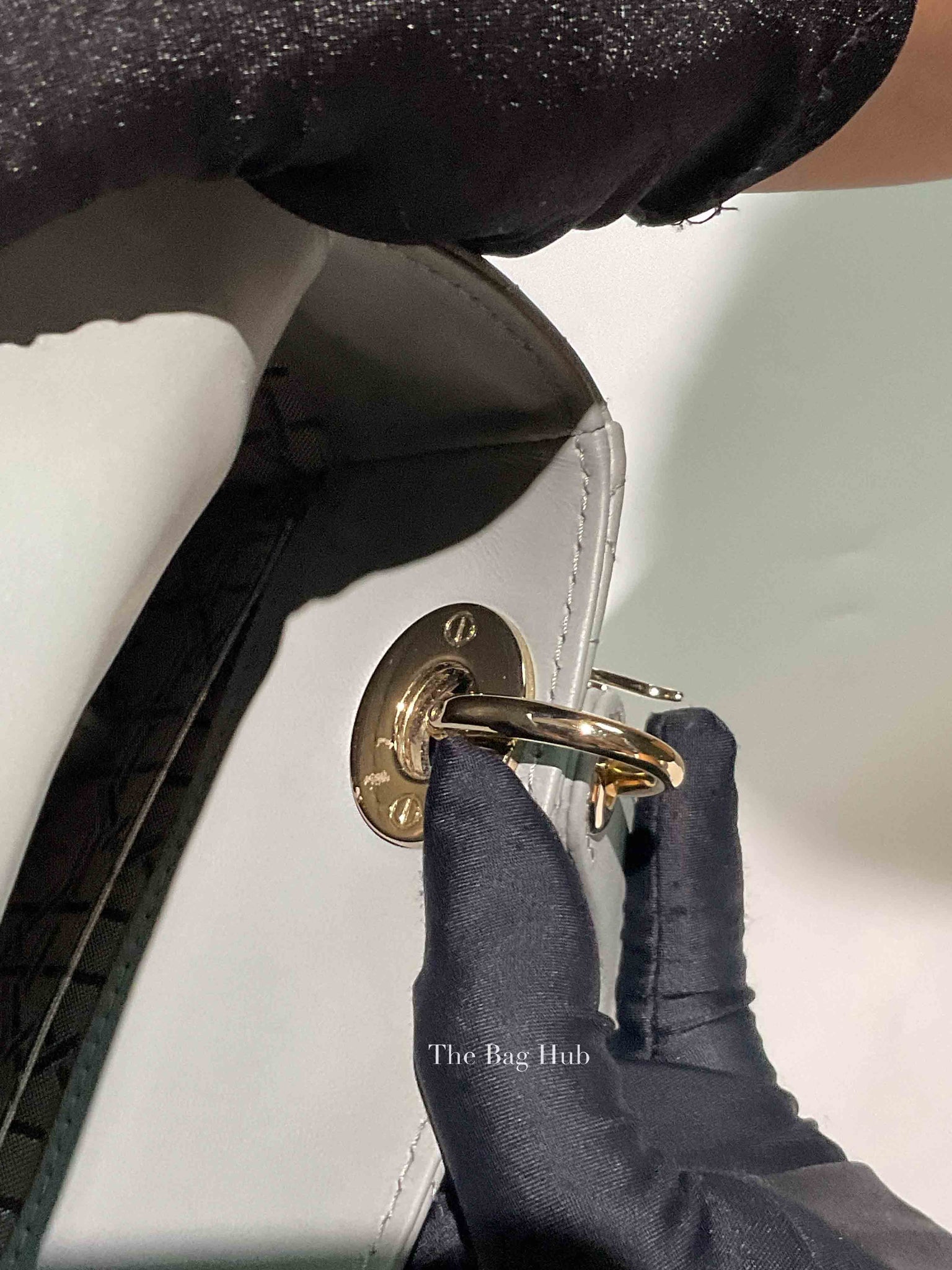 Christian Dior Stone Gray Cannage Lambskin My ABCDior Lady Dior Small Bag