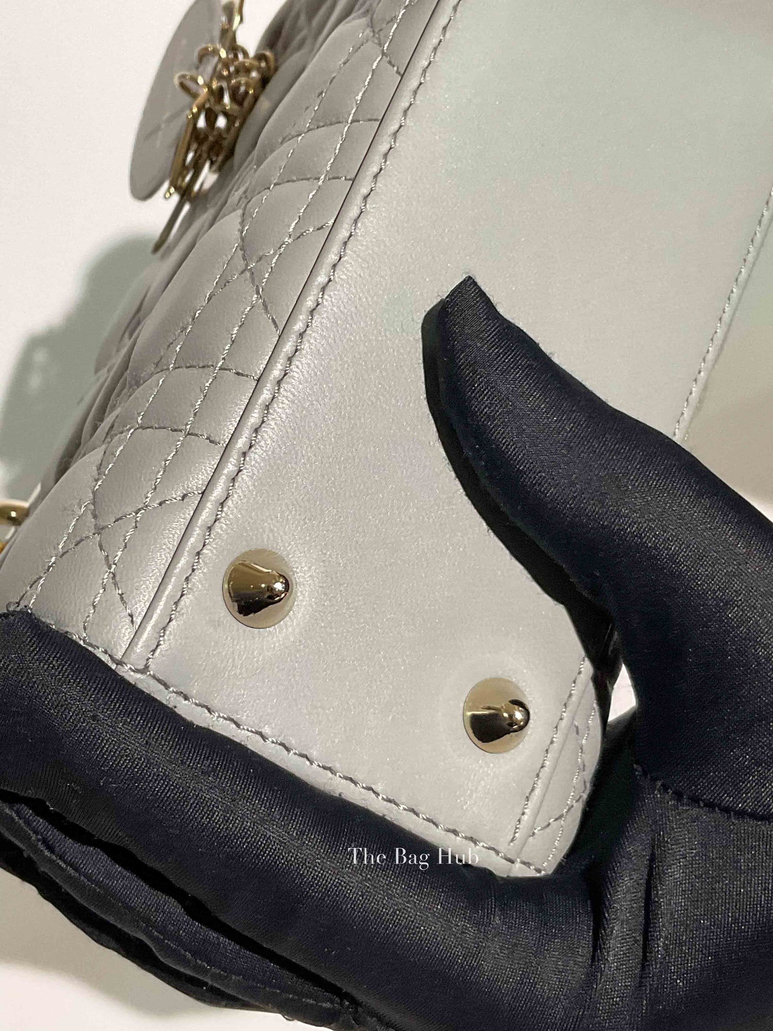 Christian Dior Stone Gray Cannage Lambskin My ABCDior Lady Dior Small Bag