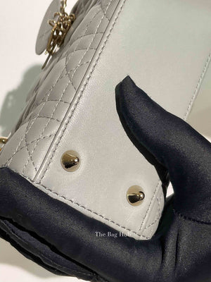 Christian Dior Stone Gray Cannage Lambskin My ABCDior Lady Dior Small Bag