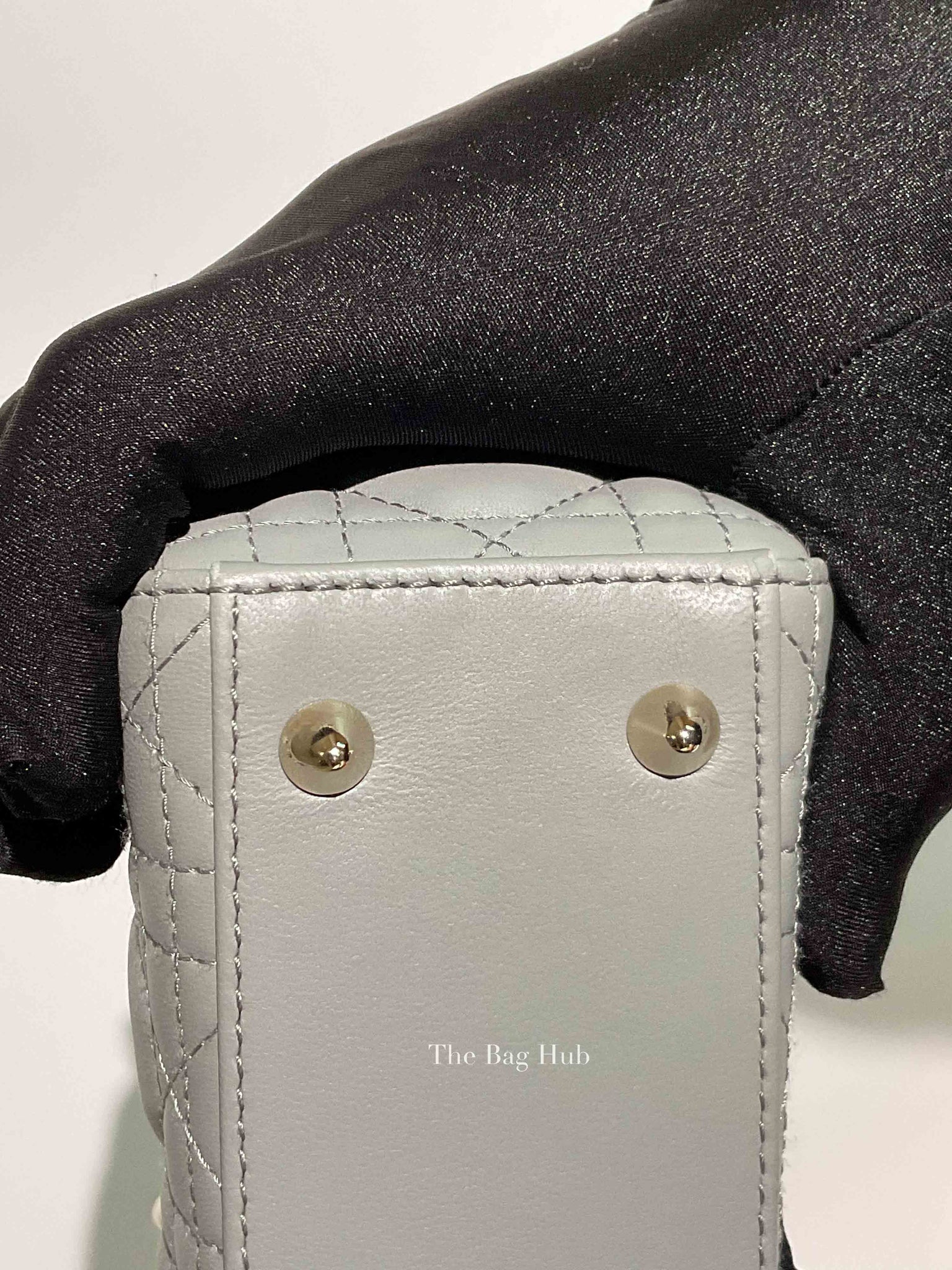 Christian Dior Stone Gray Cannage Lambskin My ABCDior Lady Dior Small Bag