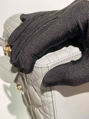 Christian Dior Stone Gray Cannage Lambskin My ABCDior Lady Dior Small Bag