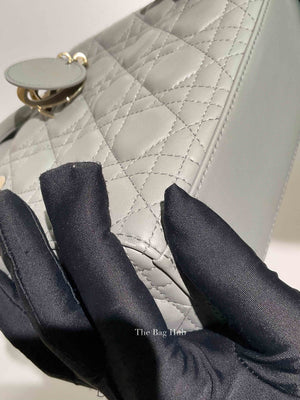 Christian Dior Stone Gray Cannage Lambskin My ABCDior Lady Dior Small Bag