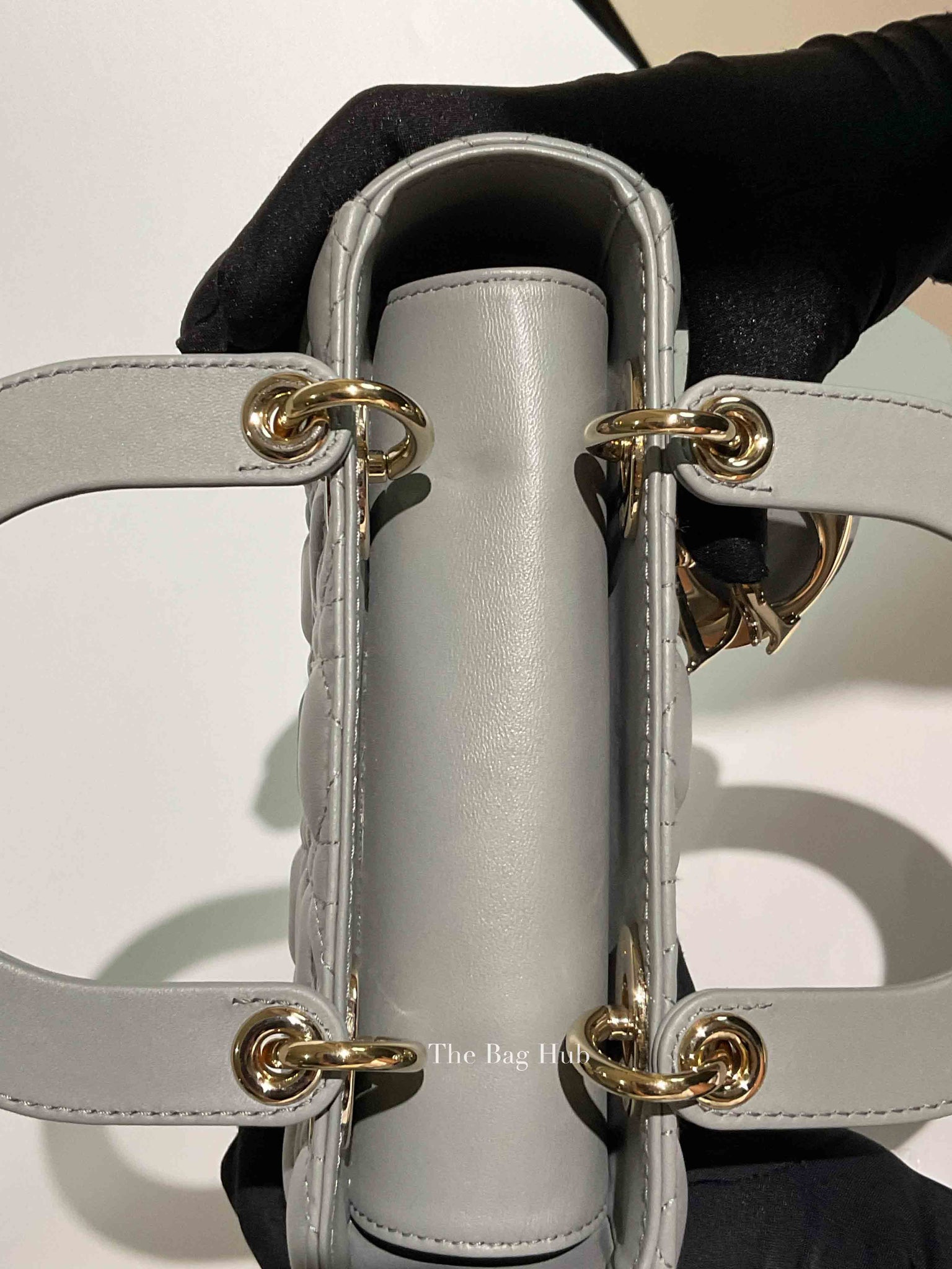 Christian Dior Stone Gray Cannage Lambskin My ABCDior Lady Dior Small Bag