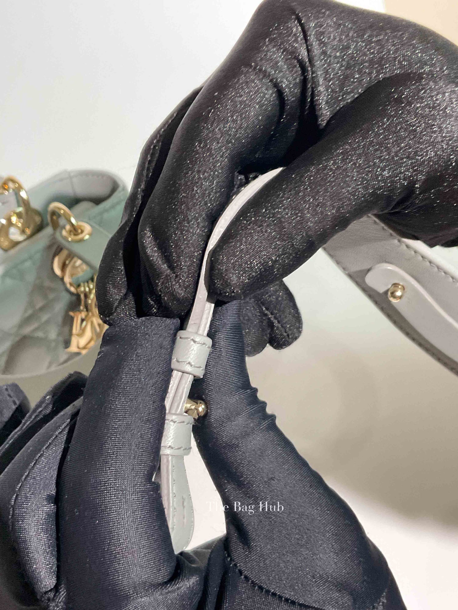 Christian Dior Stone Gray Cannage Lambskin My ABCDior Lady Dior Small Bag