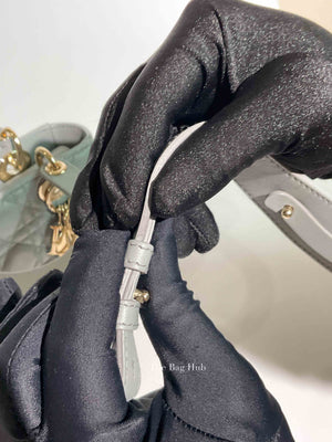 Christian Dior Stone Gray Cannage Lambskin My ABCDior Lady Dior Small Bag