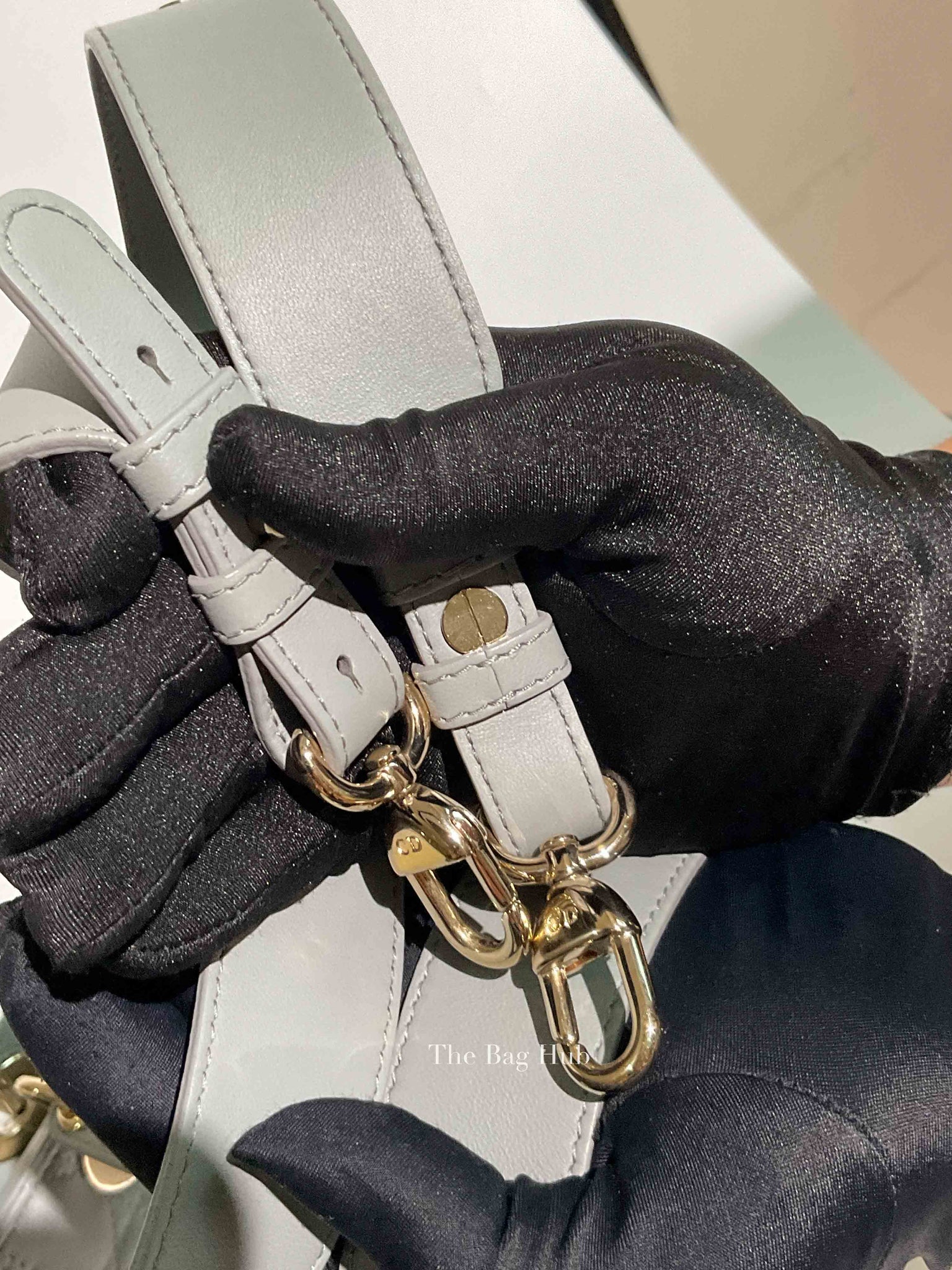 Christian Dior Stone Gray Cannage Lambskin My ABCDior Lady Dior Small Bag
