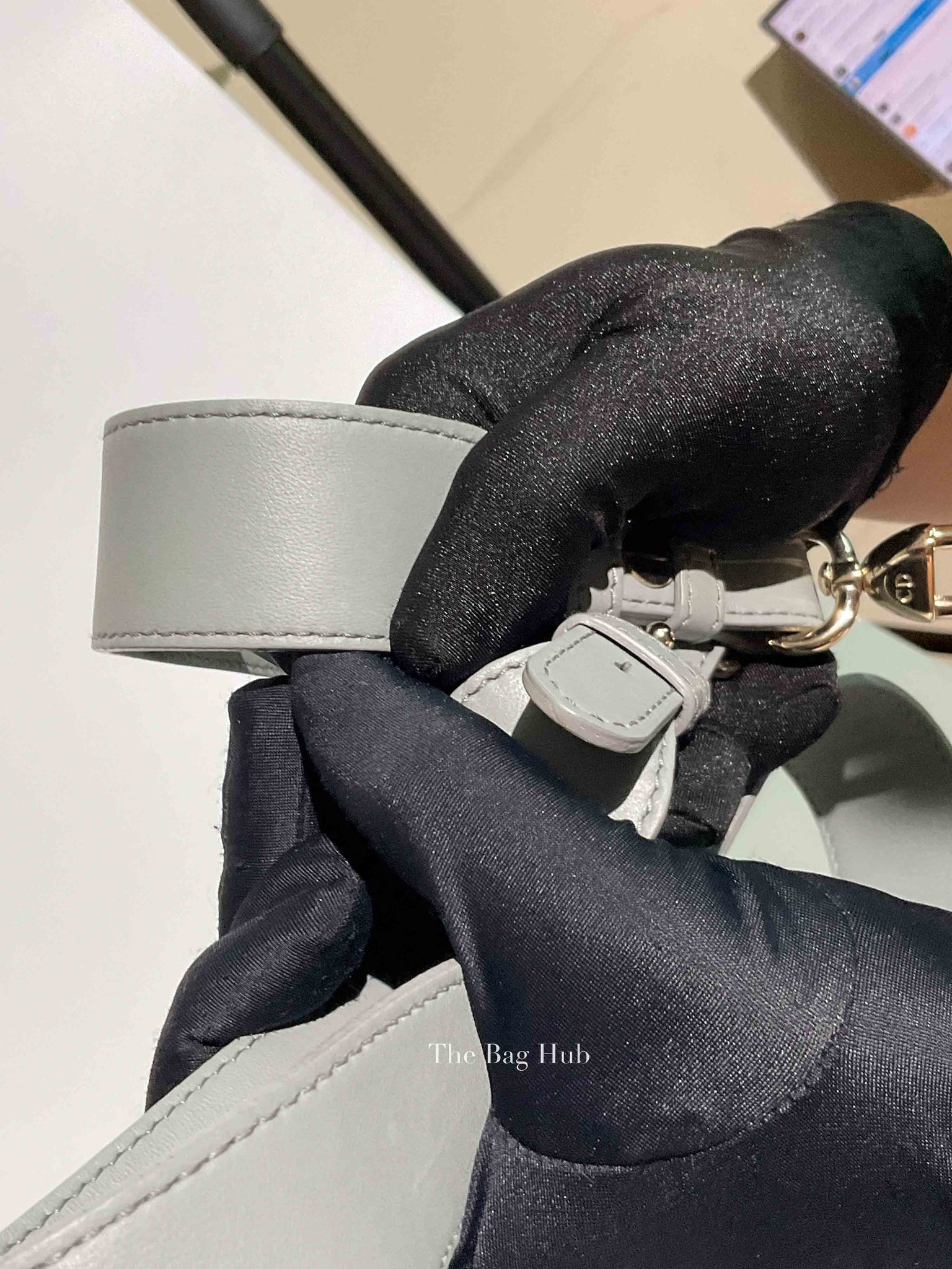 Christian Dior Stone Gray Cannage Lambskin My ABCDior Lady Dior Small Bag