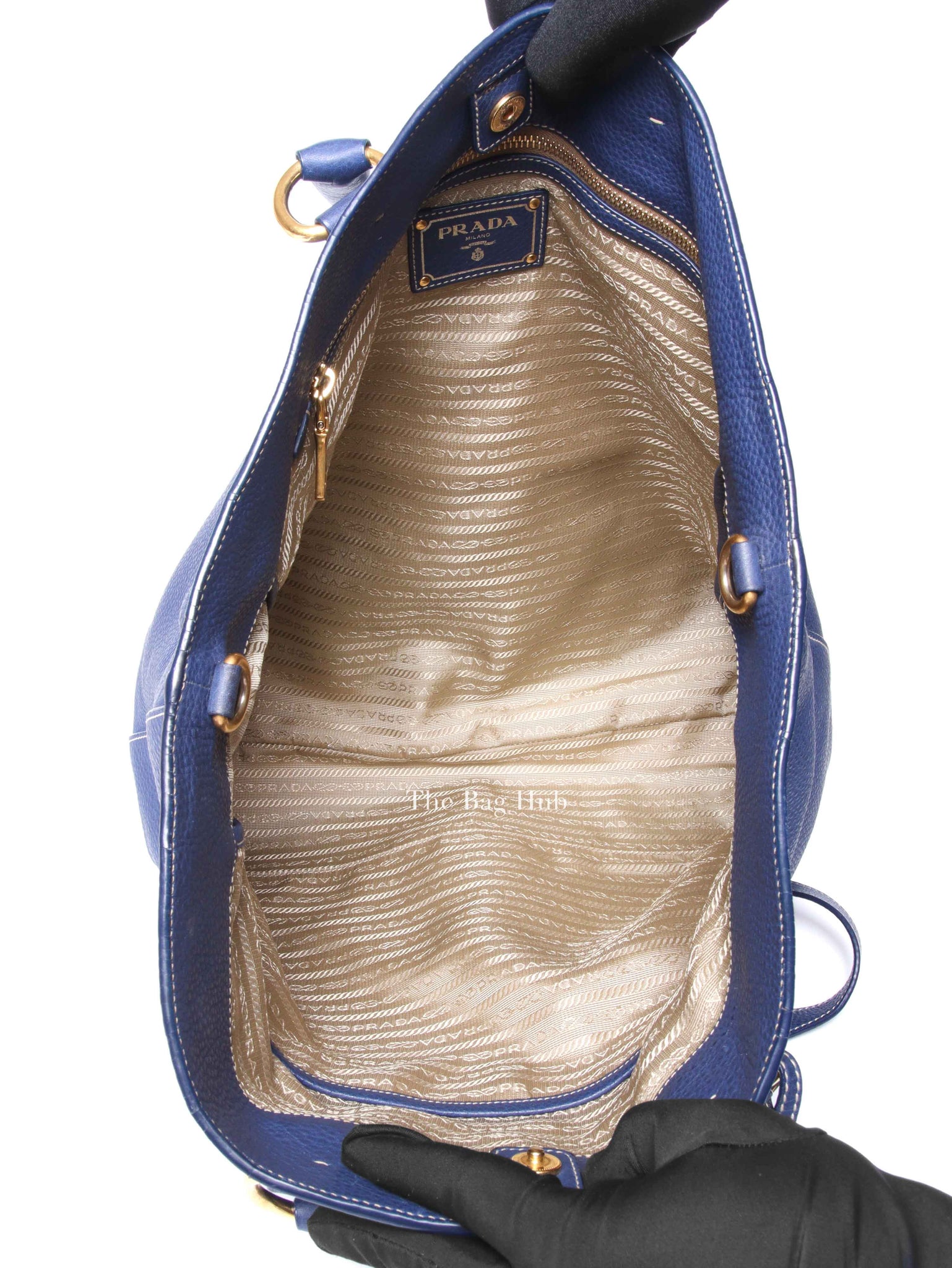 Prada Inchiostro Vitello Daino Large Tote Bag BN1713
