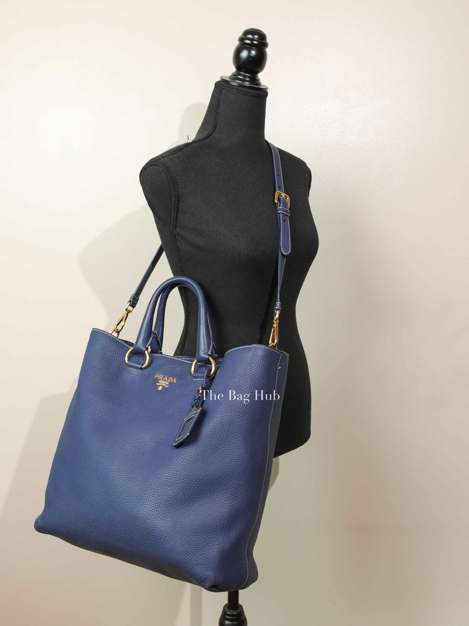 Prada Inchiostro Vitello Daino Large Tote Bag BN1713