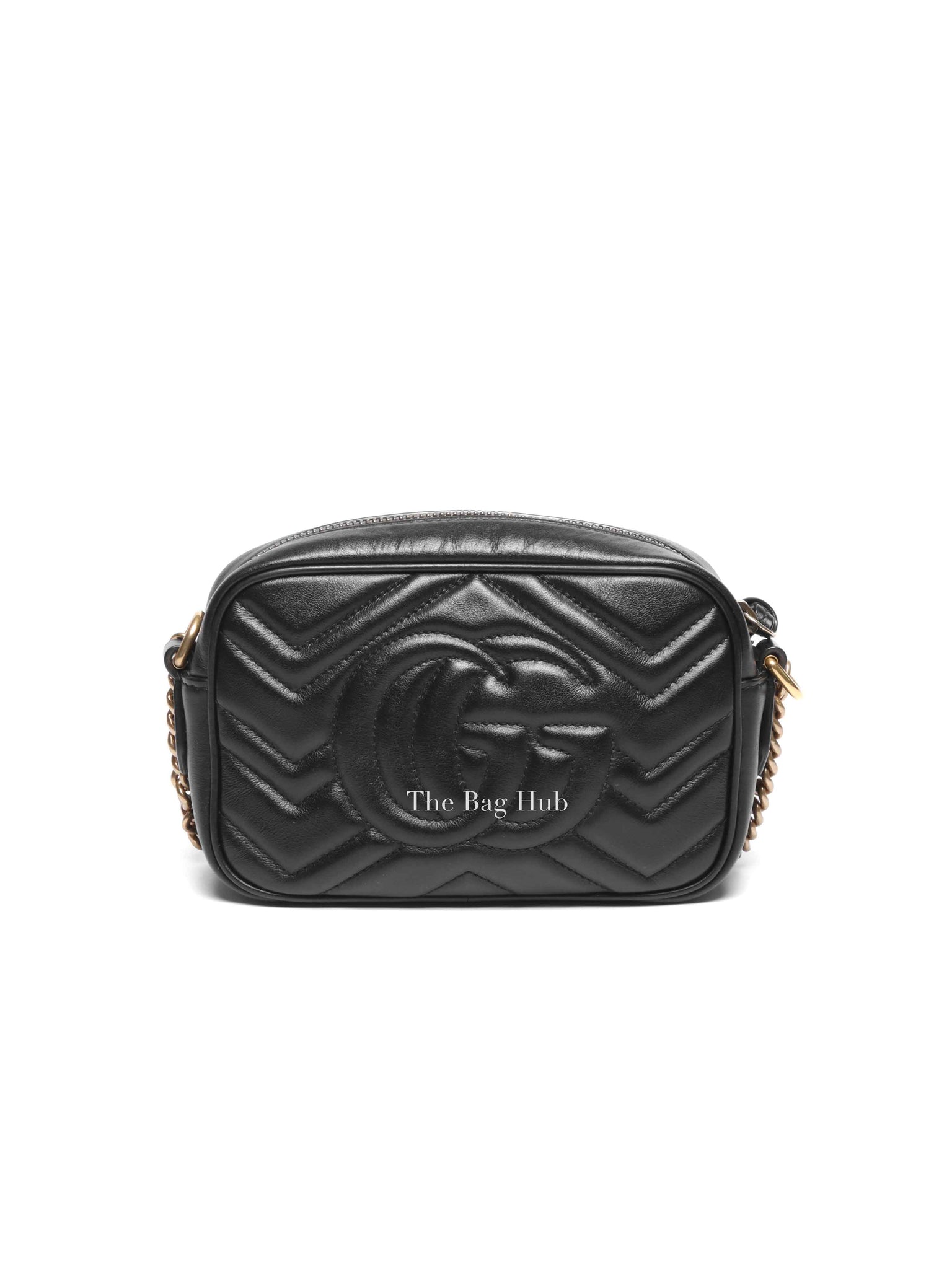 Gucci Black Leather GG Marmont Mini Camera Bag
