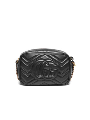 Gucci Black Leather GG Marmont Mini Camera Bag