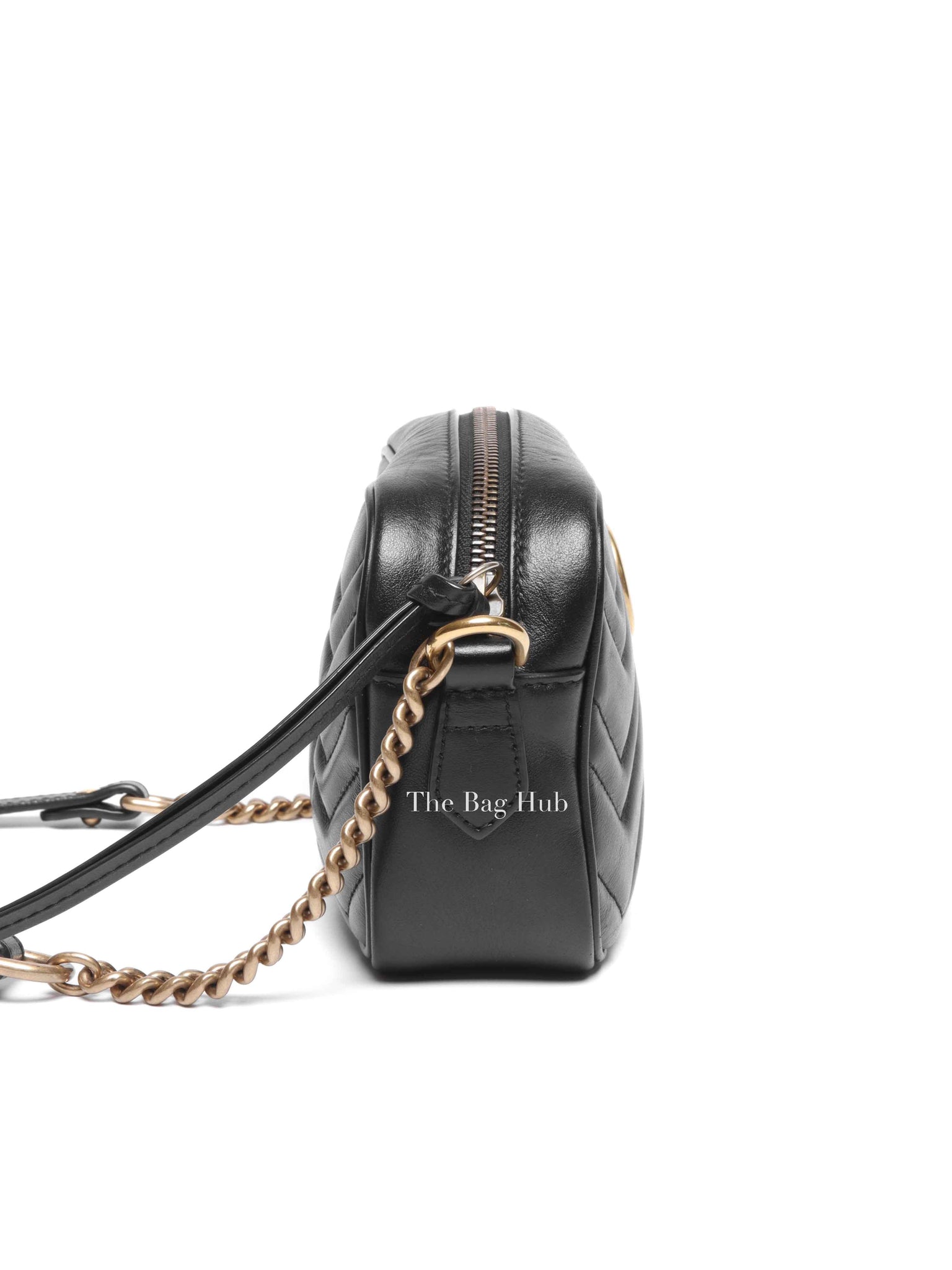 Gucci Black Leather GG Marmont Mini Camera Bag