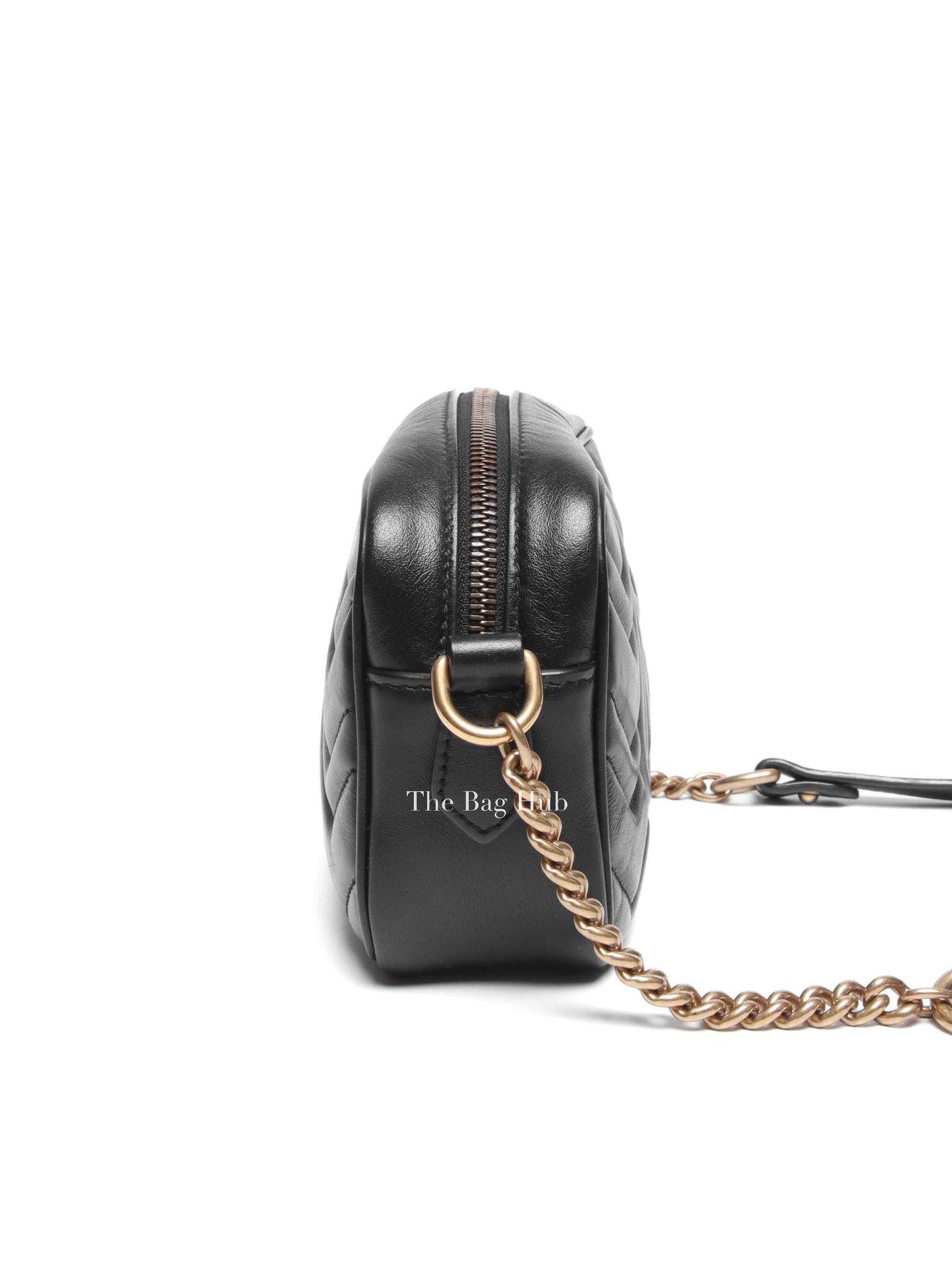 Gucci Black Leather GG Marmont Mini Camera Bag