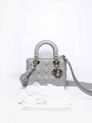 Christian Dior Stone Gray Cannage Lambskin My ABCDior Lady Dior Small Bag
