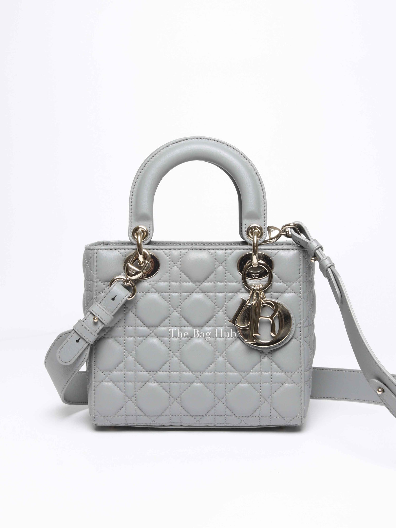 Christian Dior Stone Gray Cannage Lambskin My ABCDior Lady Dior Small Bag