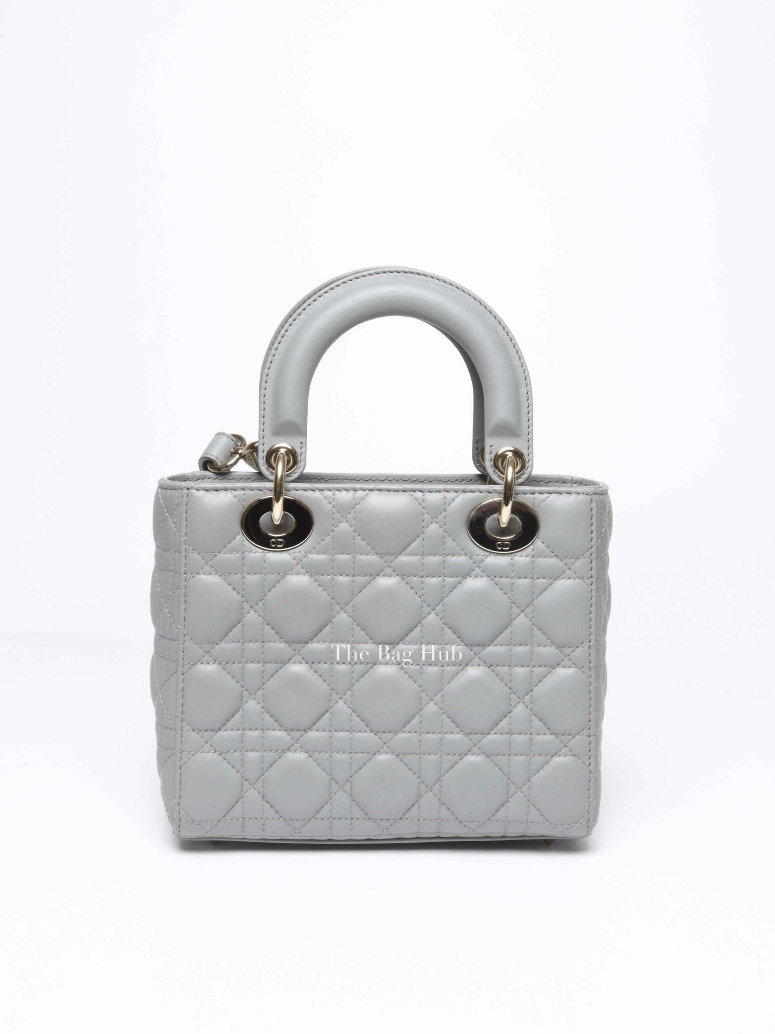 Christian Dior Stone Gray Cannage Lambskin My ABCDior Lady Dior Small Bag
