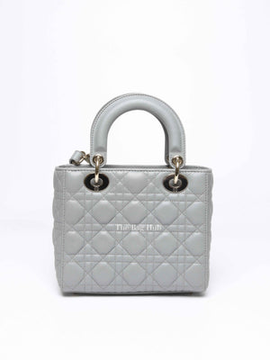 Christian Dior Stone Gray Cannage Lambskin My ABCDior Lady Dior Small Bag