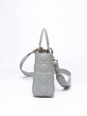 Christian Dior Stone Gray Cannage Lambskin My ABCDior Lady Dior Small Bag