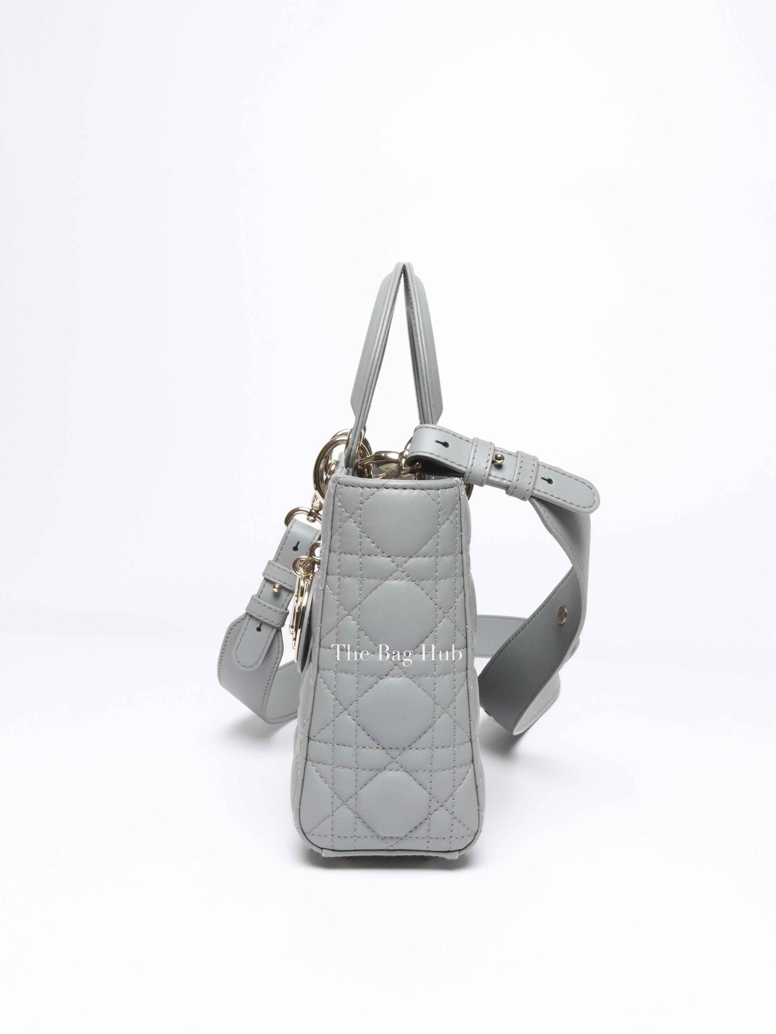 Christian Dior Stone Gray Cannage Lambskin My ABCDior Lady Dior Small Bag