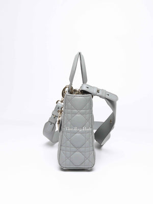 Christian Dior Stone Gray Cannage Lambskin My ABCDior Lady Dior Small Bag