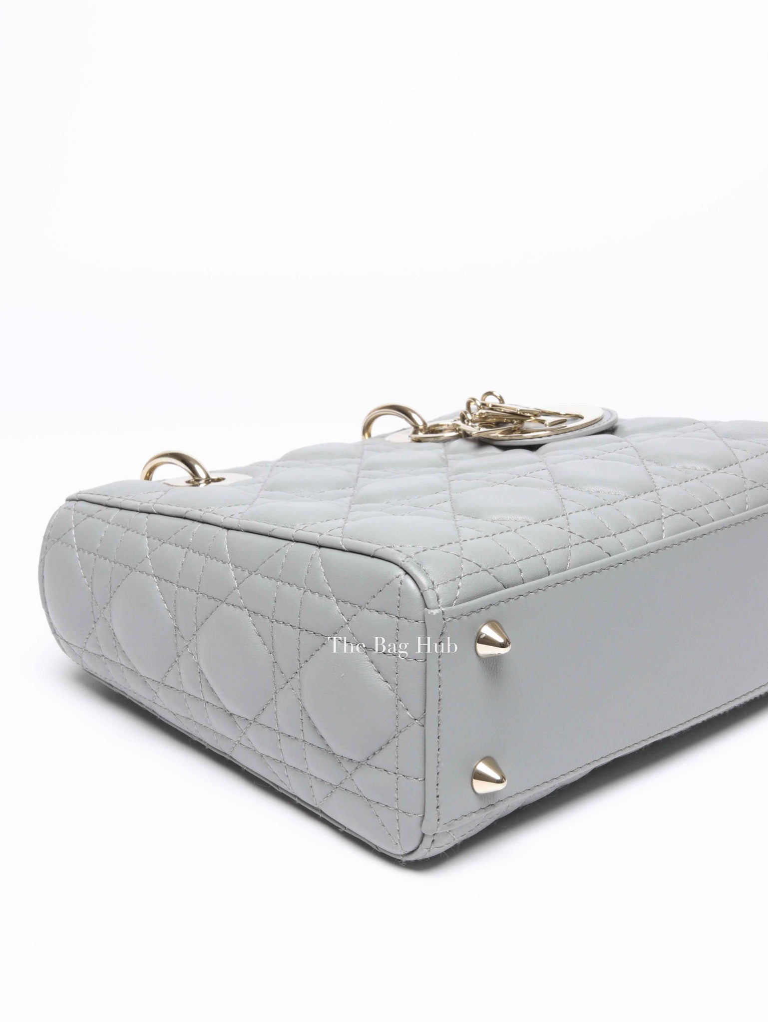Christian Dior Stone Gray Cannage Lambskin My ABCDior Lady Dior Small Bag