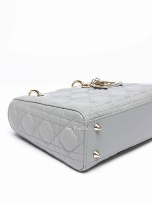 Christian Dior Stone Gray Cannage Lambskin My ABCDior Lady Dior Small Bag