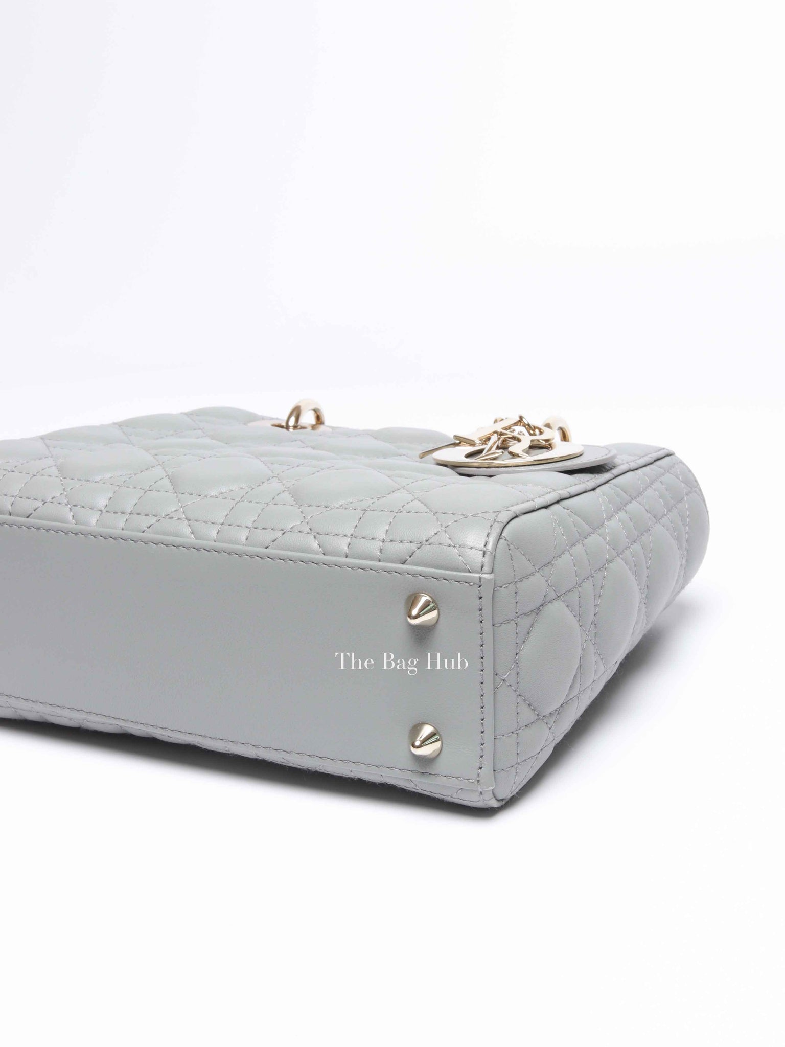 Christian Dior Stone Gray Cannage Lambskin My ABCDior Lady Dior Small Bag