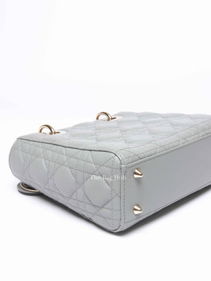 Christian Dior Stone Gray Cannage Lambskin My ABCDior Lady Dior Small Bag