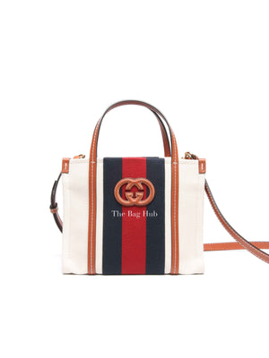 Gucci Beige/Multicolor Canvas Small Interlocking G Tote and Shoulder Bag