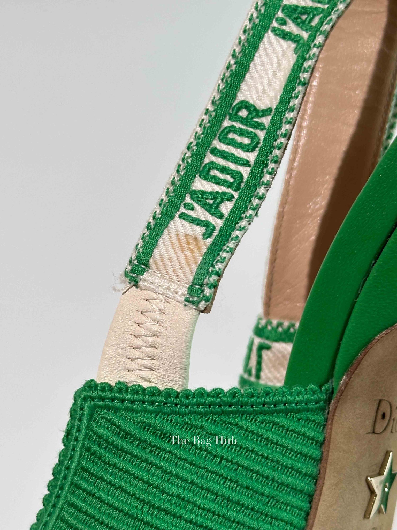 Dior Green Canvas J'adior Slingback 65mm Pumps Size 36.5