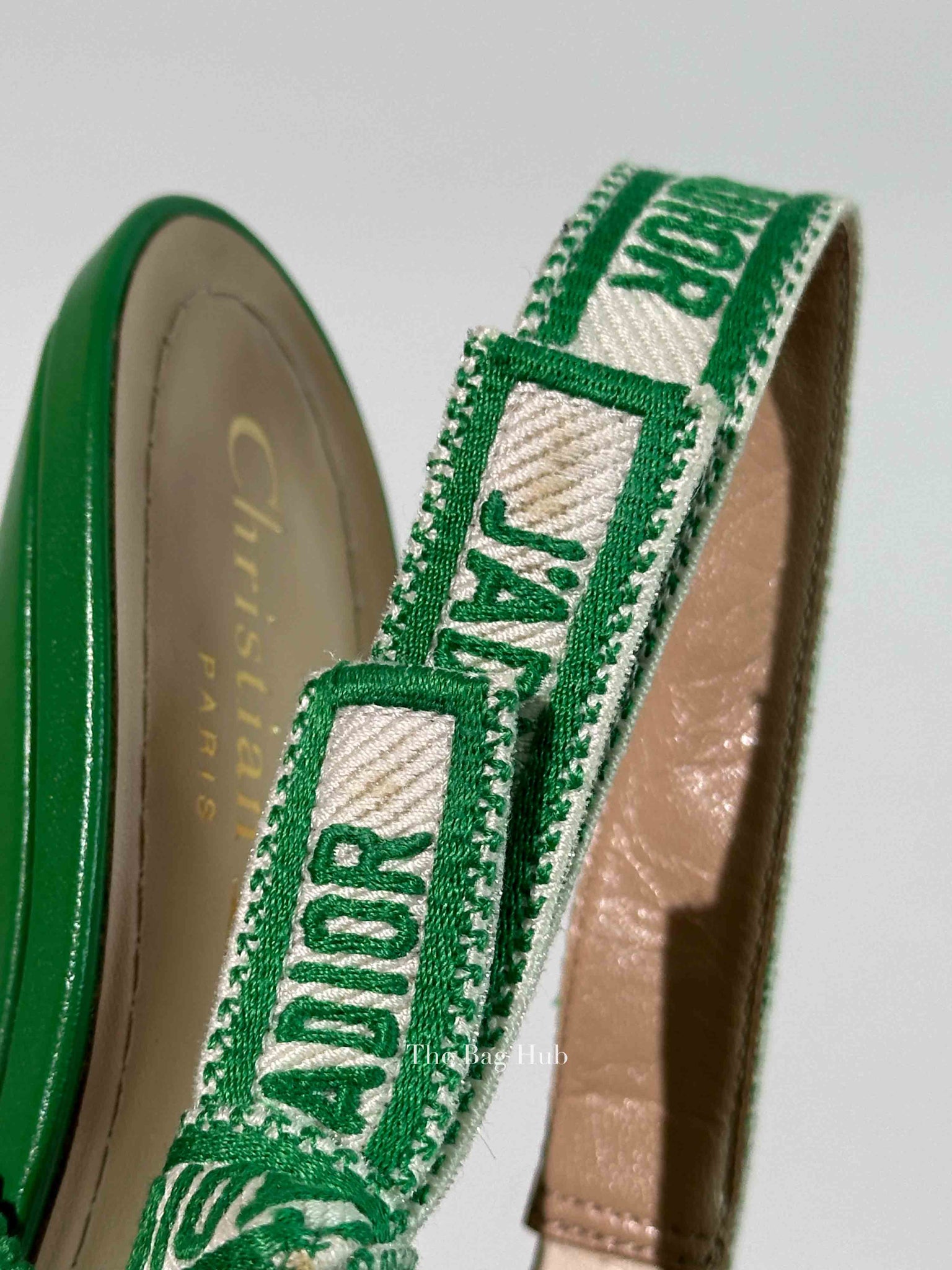 Dior Green Canvas J'adior Slingback 65mm Pumps Size 36.5