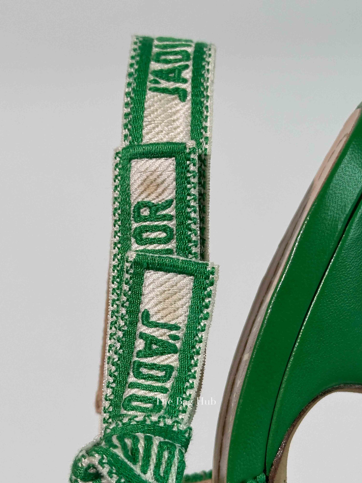 Dior Green Canvas J'adior Slingback 65mm Pumps Size 36.5