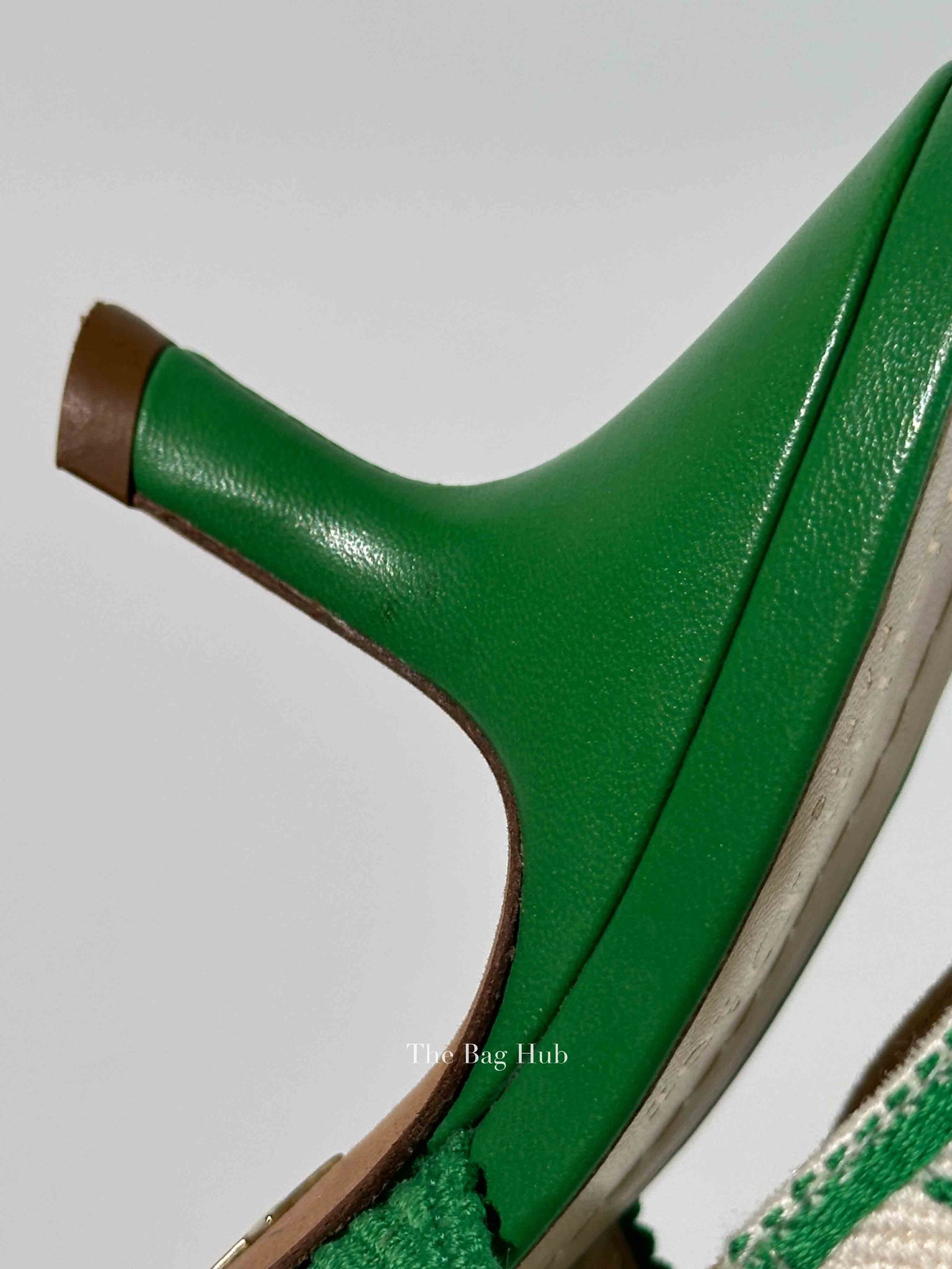 Dior Green Canvas J'adior Slingback 65mm Pumps Size 36.5