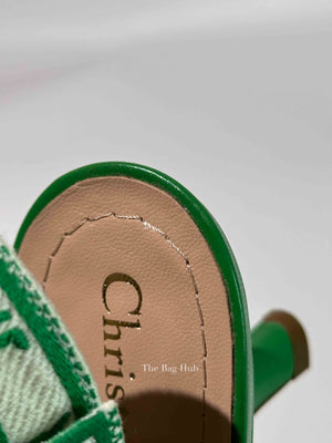 Dior Green Canvas J'adior Slingback 65mm Pumps Size 36.5