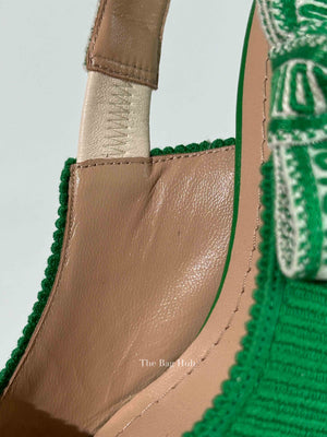 Dior Green Canvas J'adior Slingback 65mm Pumps Size 36.5