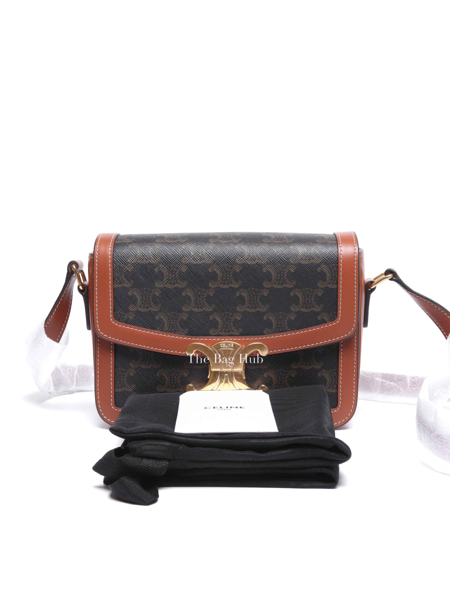 Celine Tan Canvas/Calfskin Teen Triomphe Shoulder Bag