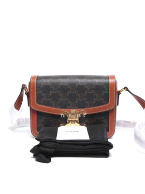 Celine Tan Canvas/Calfskin Teen Triomphe Shoulder Bag
