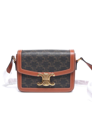 Celine Tan Canvas/Calfskin Teen Triomphe Shoulder Bag